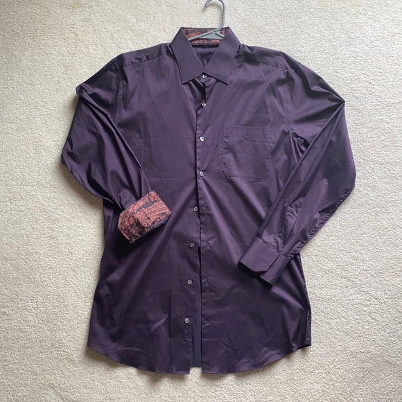 Men’s Large J Hilburn Button Down Midnight Purple - Picture 1 of 6